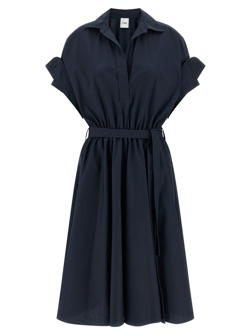 NUDE Blue Cotton Midi Dress