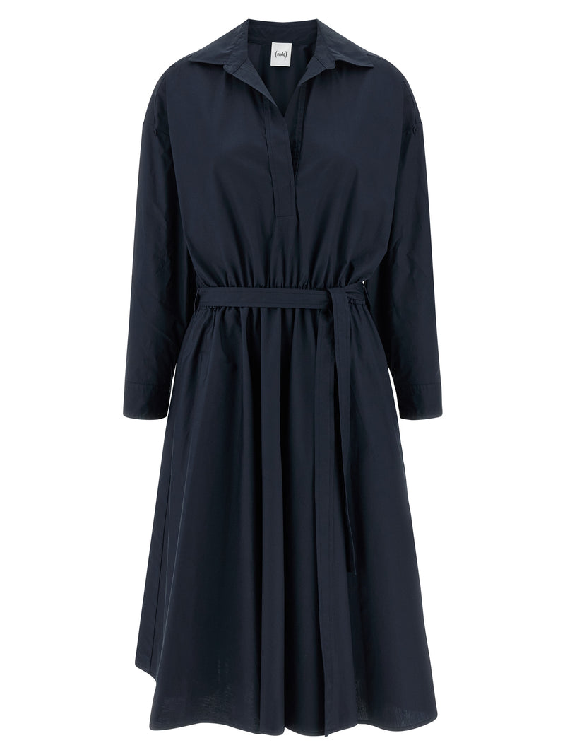 NUDE Blue Cotton Midi Dress