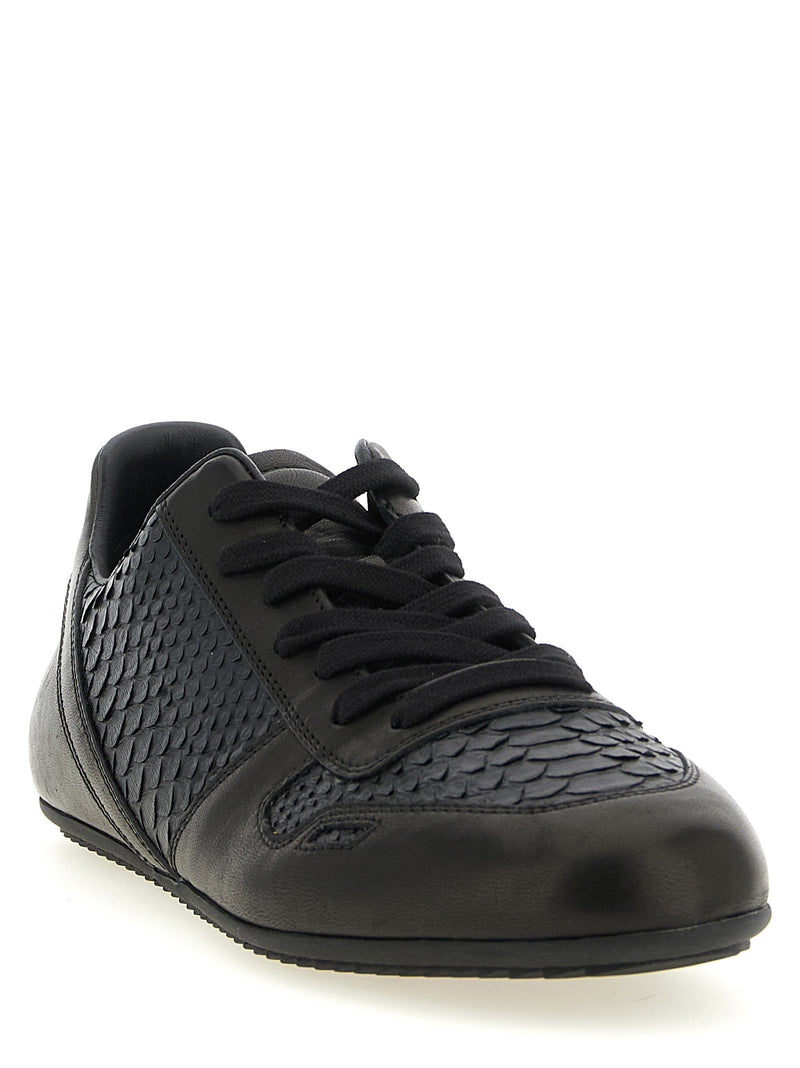 Rick Owens Black Lamb Leather Low Top Sneakers
