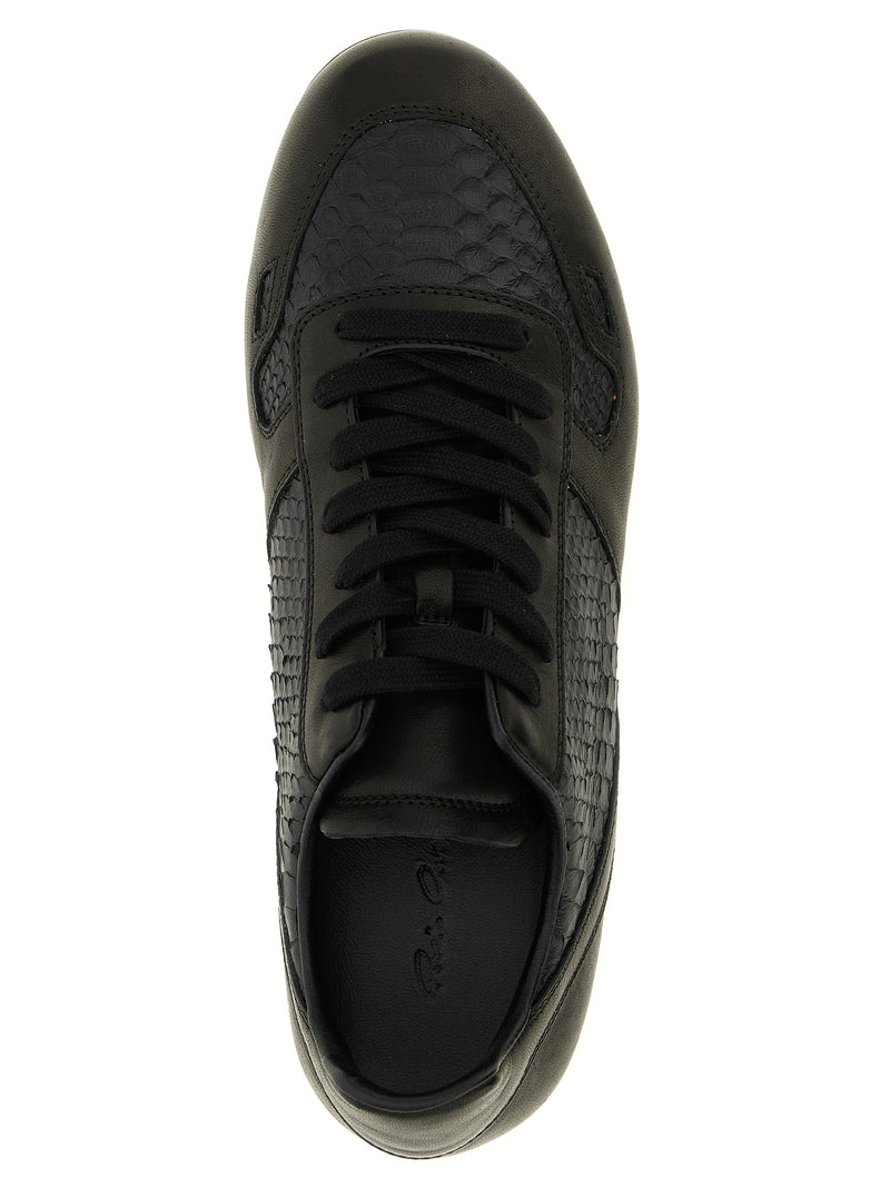 Rick Owens Black Lamb Leather Low Top Sneakers