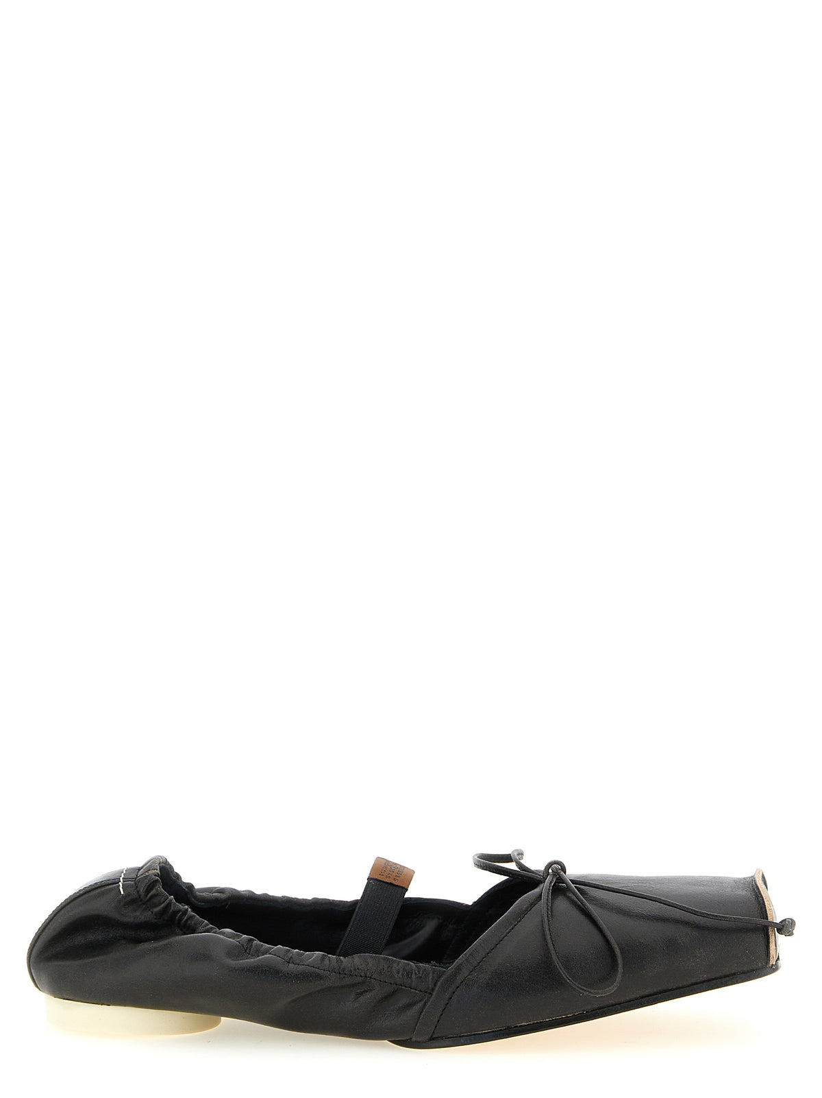 MM6 Maison Margiela Black Cowhide Ballet Flats for Women