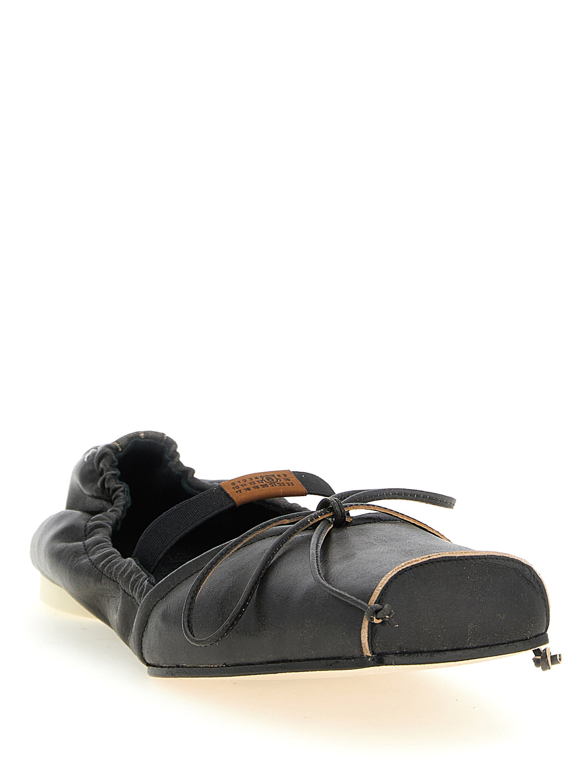 MM6 Maison Margiela Black Cowhide Ballet Flats for Women