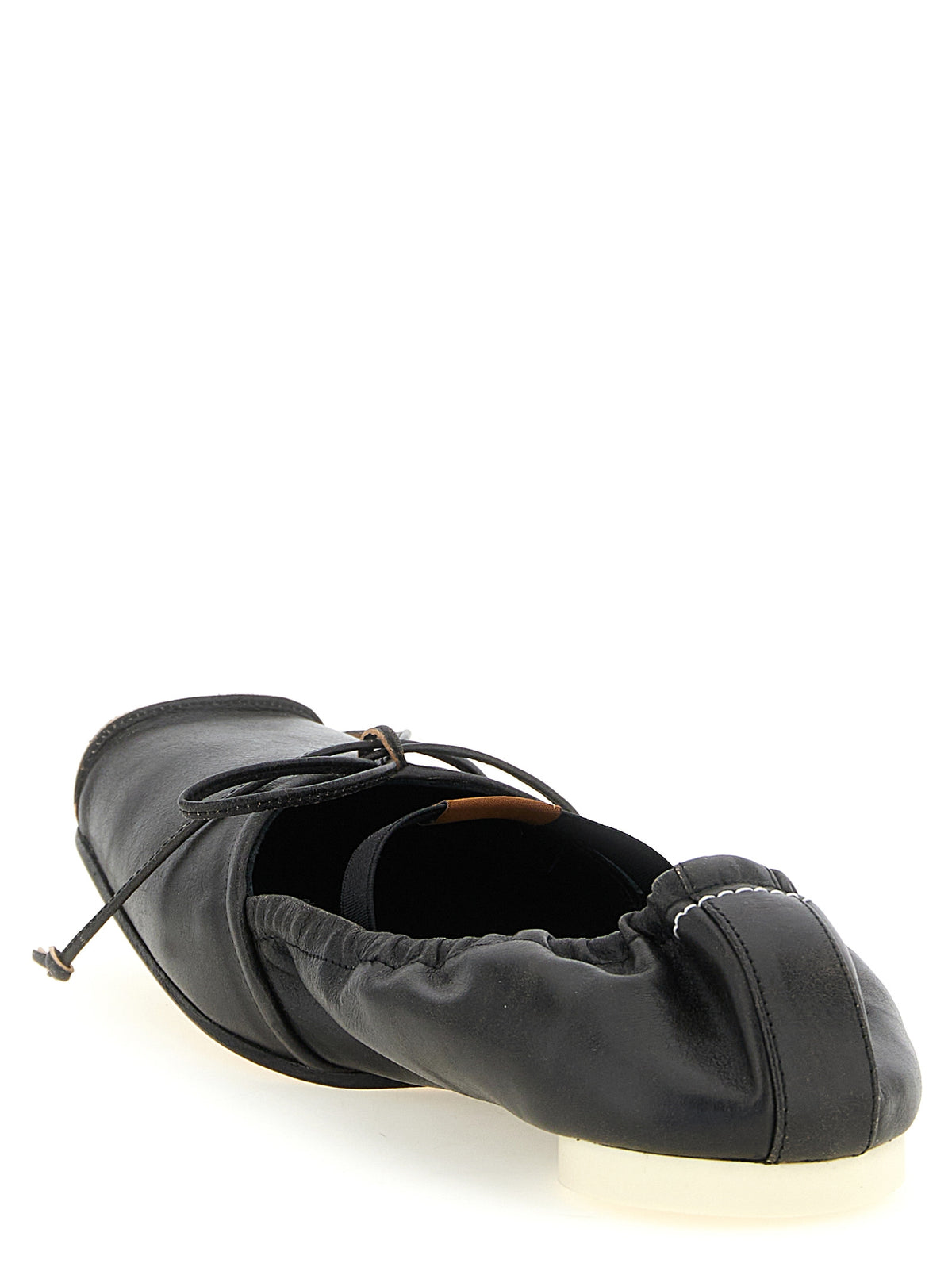MM6 Maison Margiela Black Cowhide Ballet Flats for Women