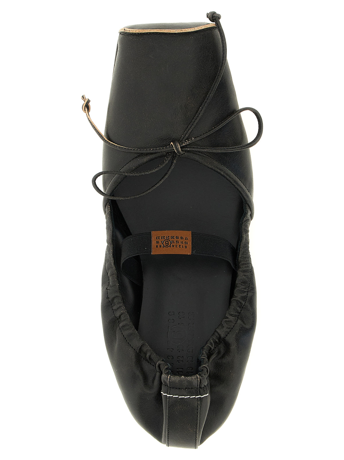MM6 Maison Margiela Black Cowhide Ballet Flats for Women
