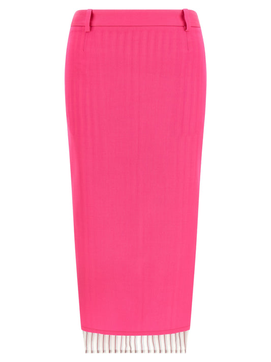 Jupe midi The Attico en laine vierge fuchsia