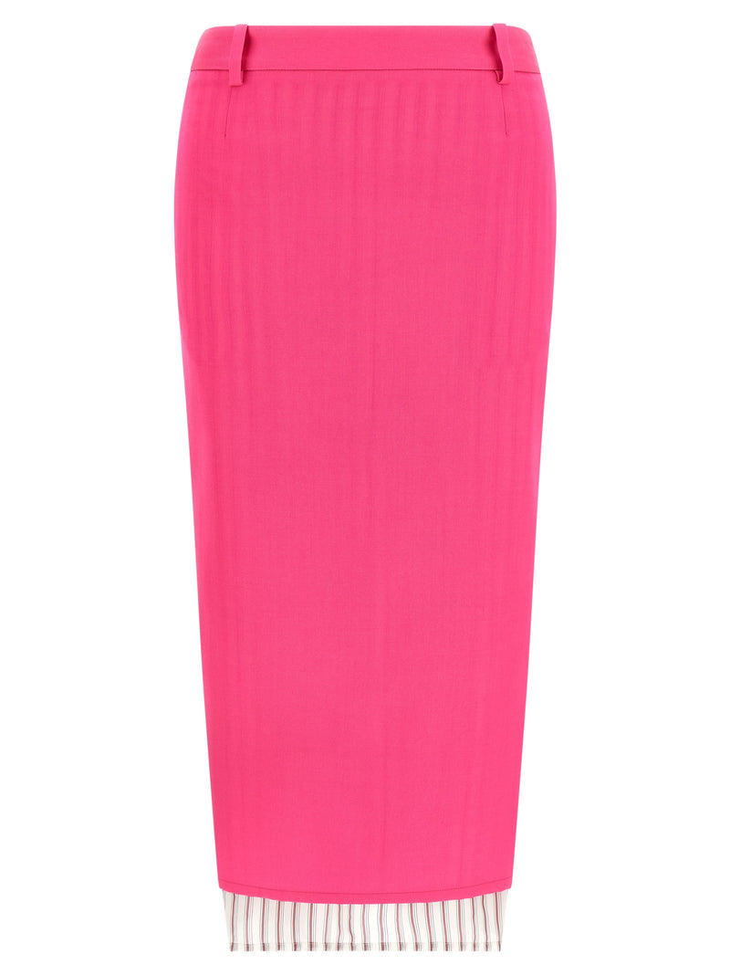 Jupe midi The Attico en laine vierge fuchsia