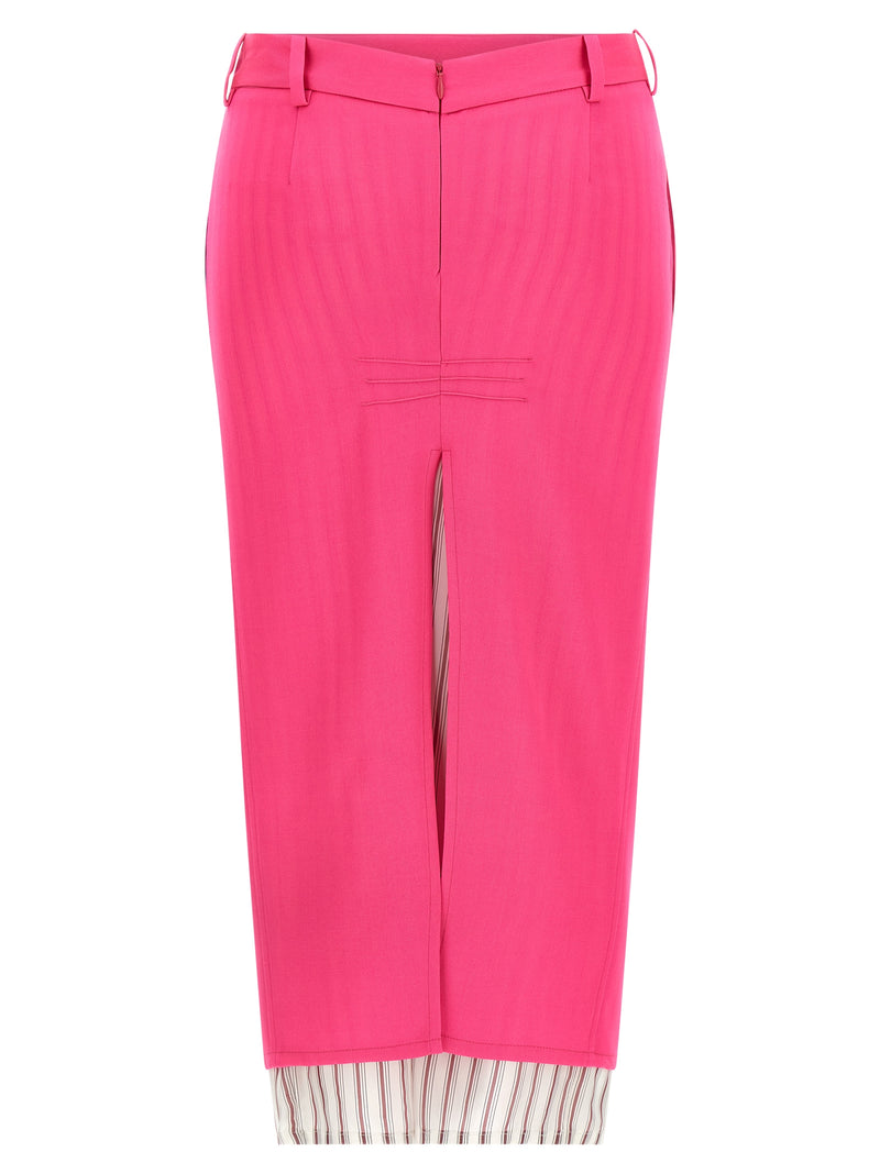 Jupe midi The Attico en laine vierge fuchsia