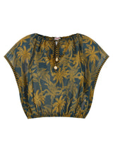 Eres Multicolor Cotton Pattern Shirt - Crocodile Crop Top