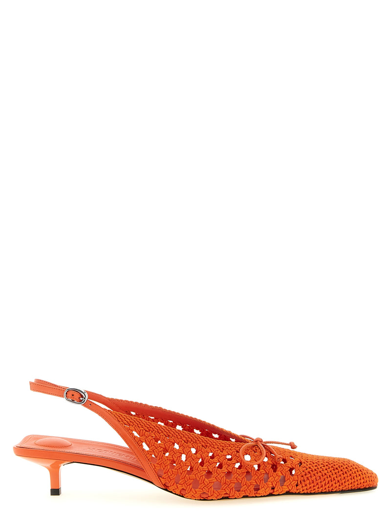Jacquemus Escarpins à talon mi-haut en polyester orange