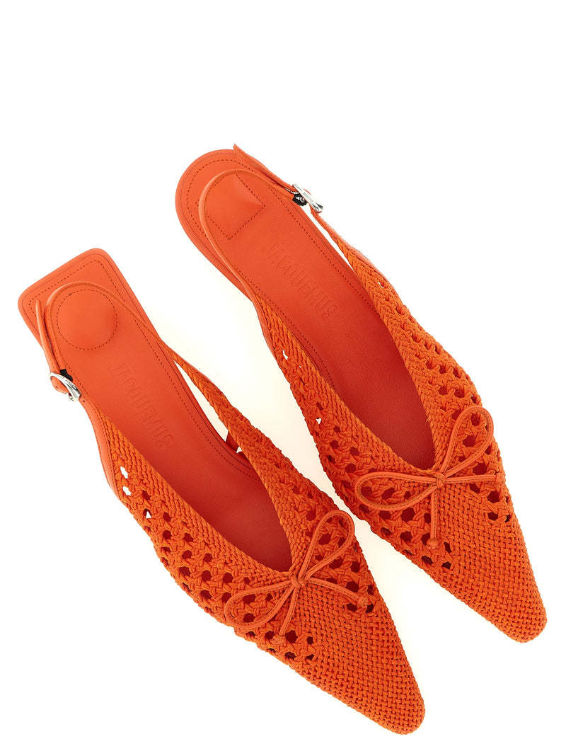 Jacquemus Escarpins à talon mi-haut en polyester orange