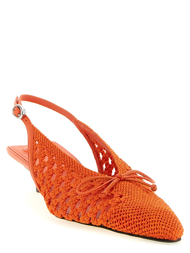 Jacquemus Escarpins à talon mi-haut en polyester orange