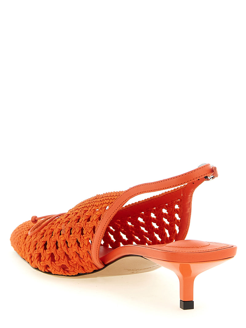 Jacquemus Escarpins à talon mi-haut en polyester orange