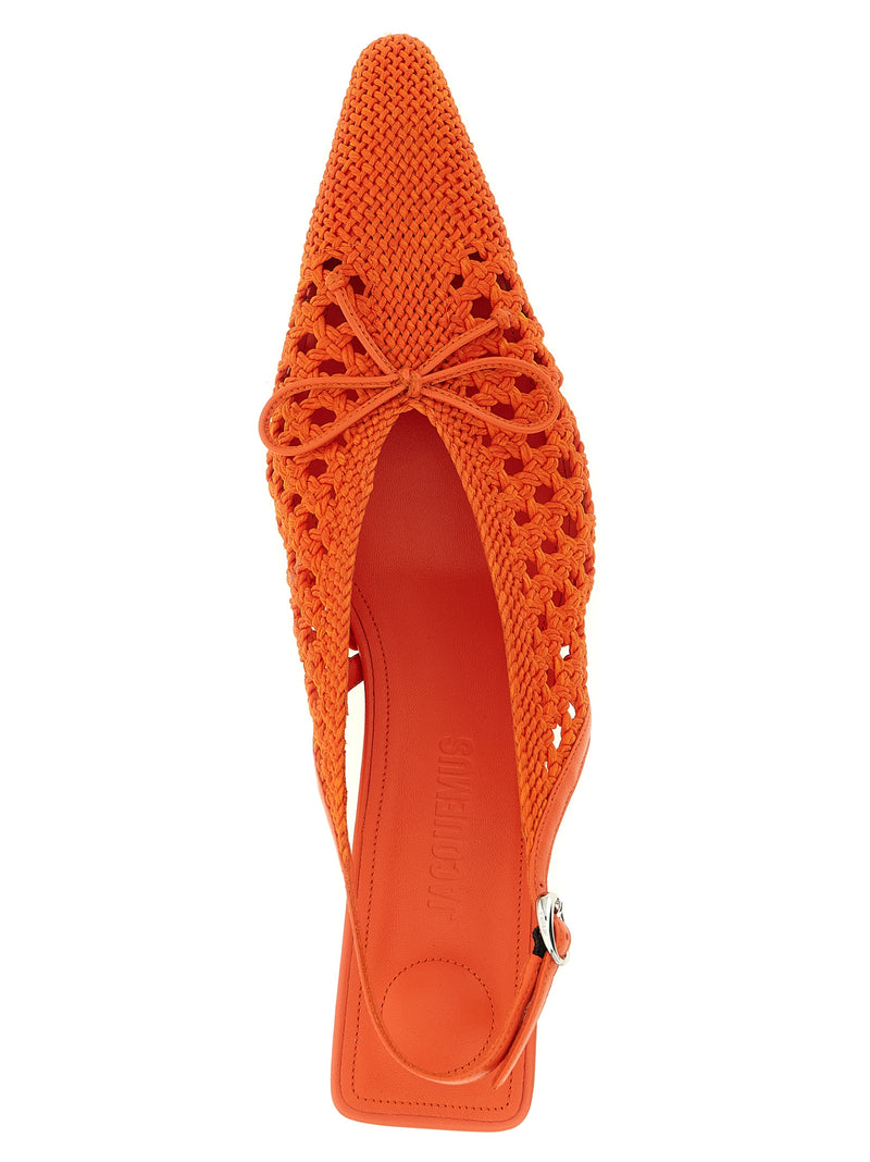 Jacquemus Escarpins à talon mi-haut en polyester orange
