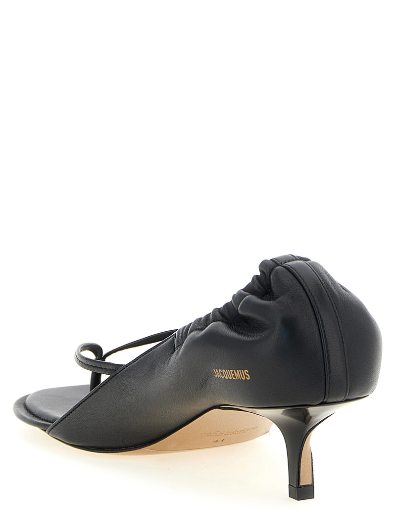 Sandales plates Jacquemus en cuir d'agneau noir
