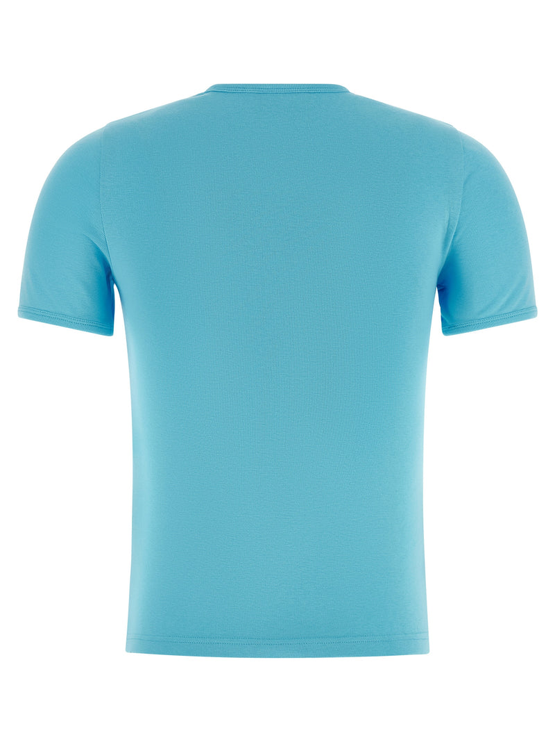 Courrèges Blue Cotton T-Shirt - Signature Contrast Logo