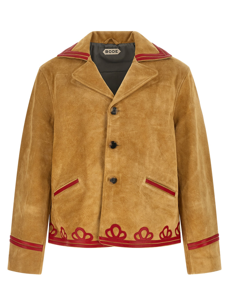 Blouson en cuir de vachette beige BODE