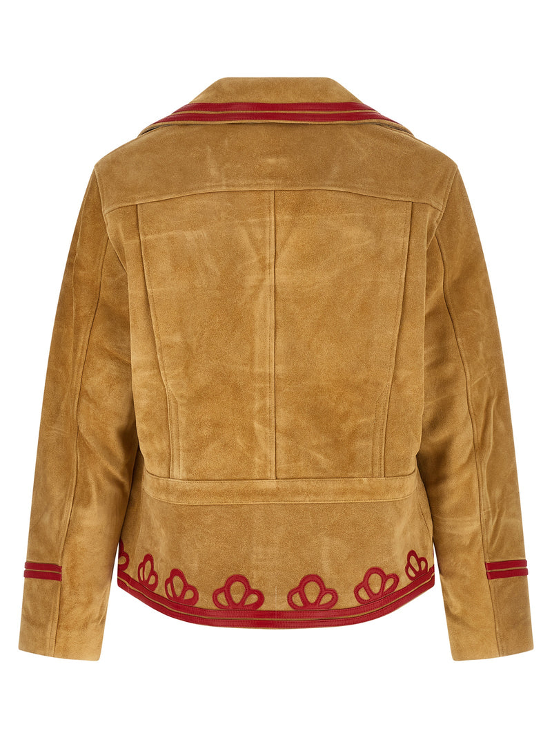 Blouson en cuir de vachette beige BODE