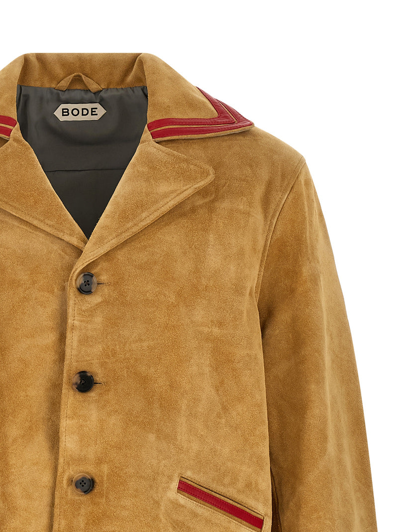 Blouson en cuir de vachette beige BODE