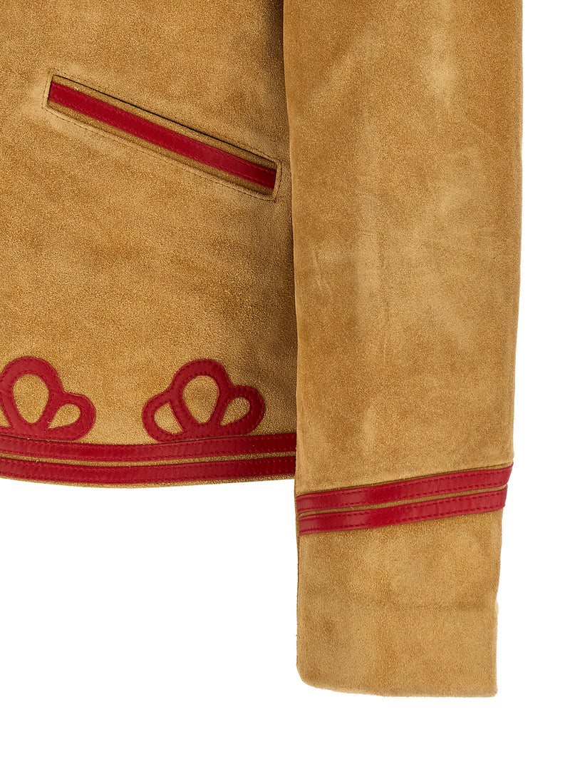 Blouson en cuir de vachette beige BODE