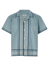 BODE Blue Cotton Blouse - Ribbon Plaid Bowling Shirt