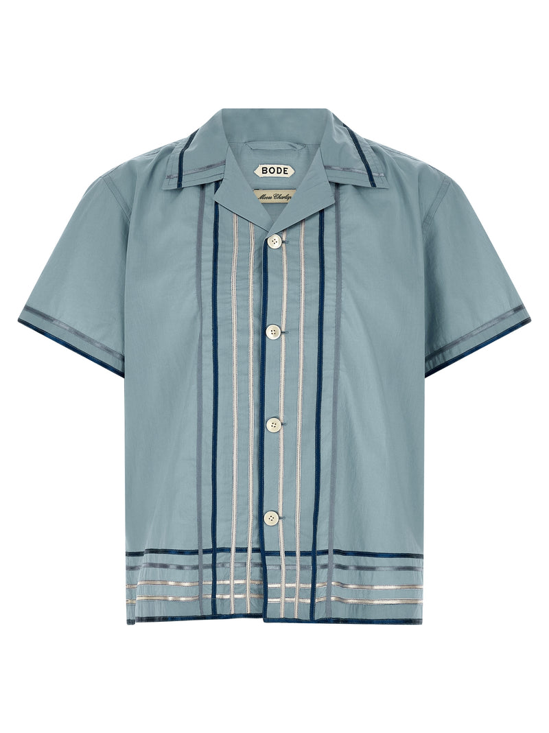 BODE Blue Cotton Blouse - Ribbon Plaid Bowling Shirt