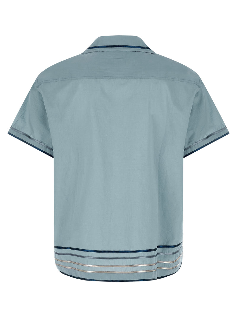 BODE Blue Cotton Blouse - Ribbon Plaid Bowling Shirt