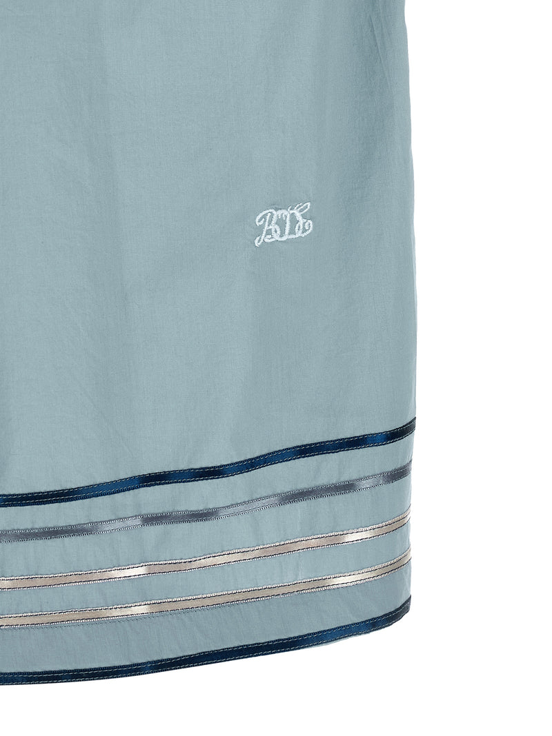 BODE Blue Cotton Blouse - Ribbon Plaid Bowling Shirt