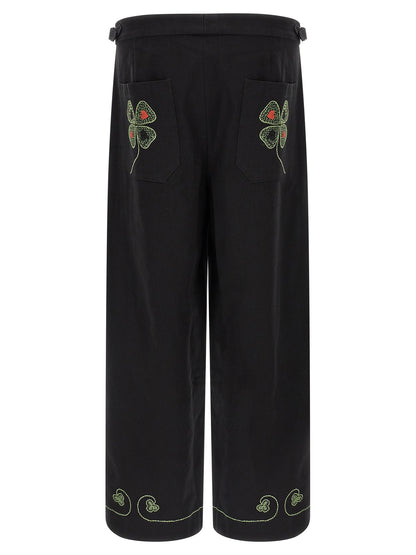 BODE Black Cotton Casual Pants