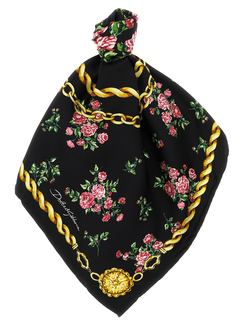 Écharpe en soie noire Dolce &amp; Gabbana