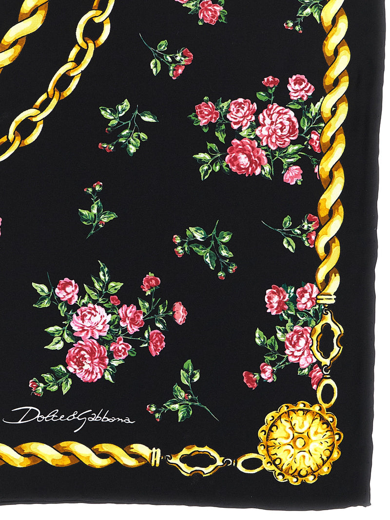 Écharpe en soie noire Dolce &amp; Gabbana