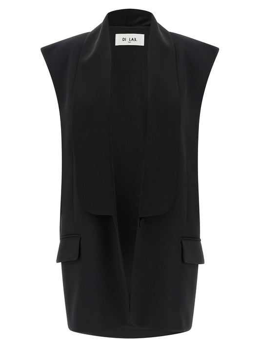 DI.LA3 PARI' Black Viscose Sleeveless Jacket for Women