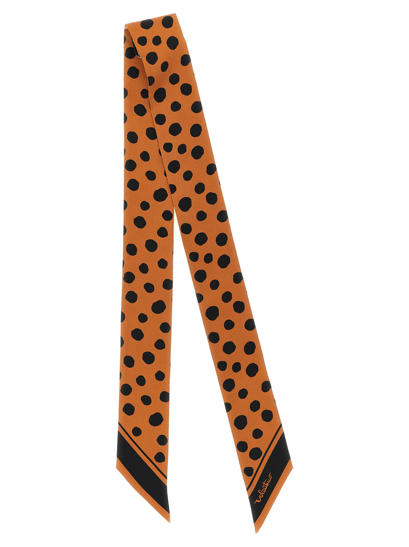Valentino Garavani Brown Silk Foulard - Pois Dalmata Pattern