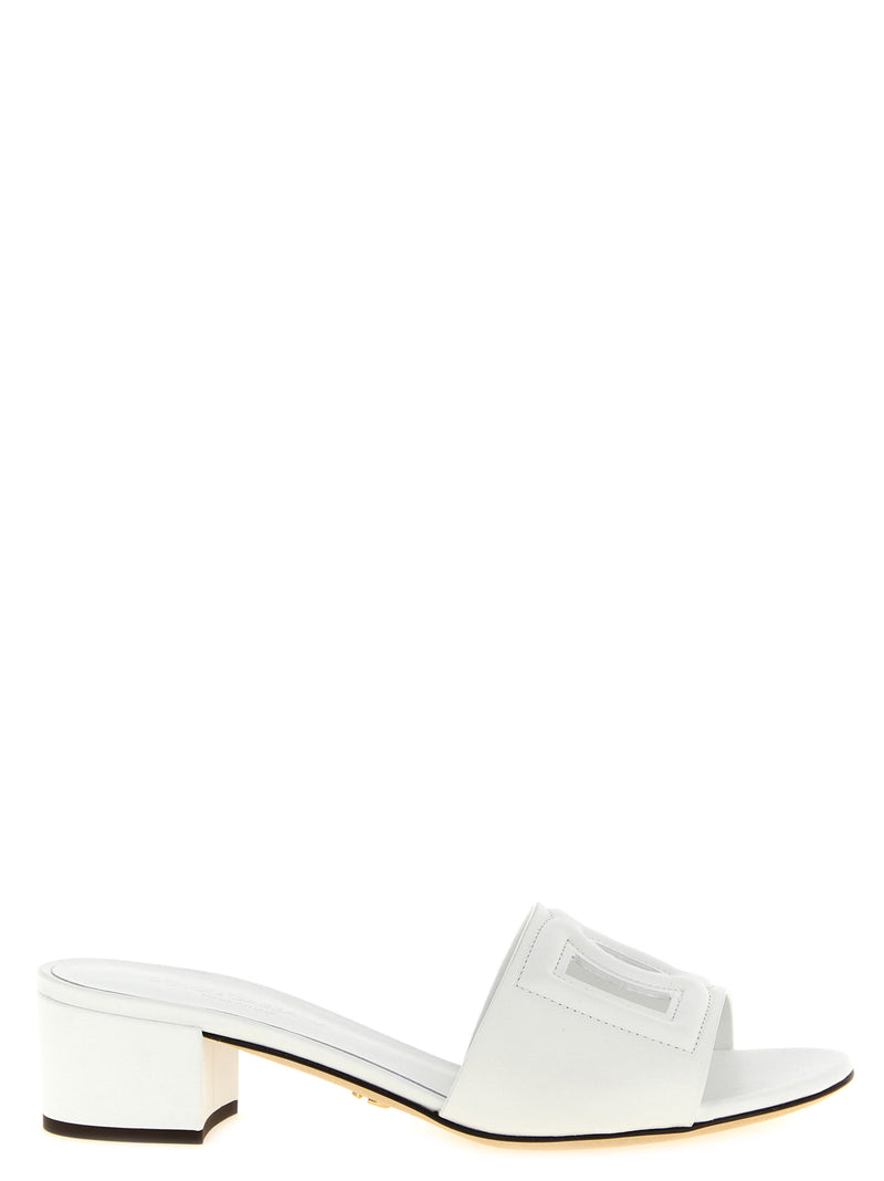 Dolce & Gabbana White Calfskin Platform Sandals - Chic & Stylish