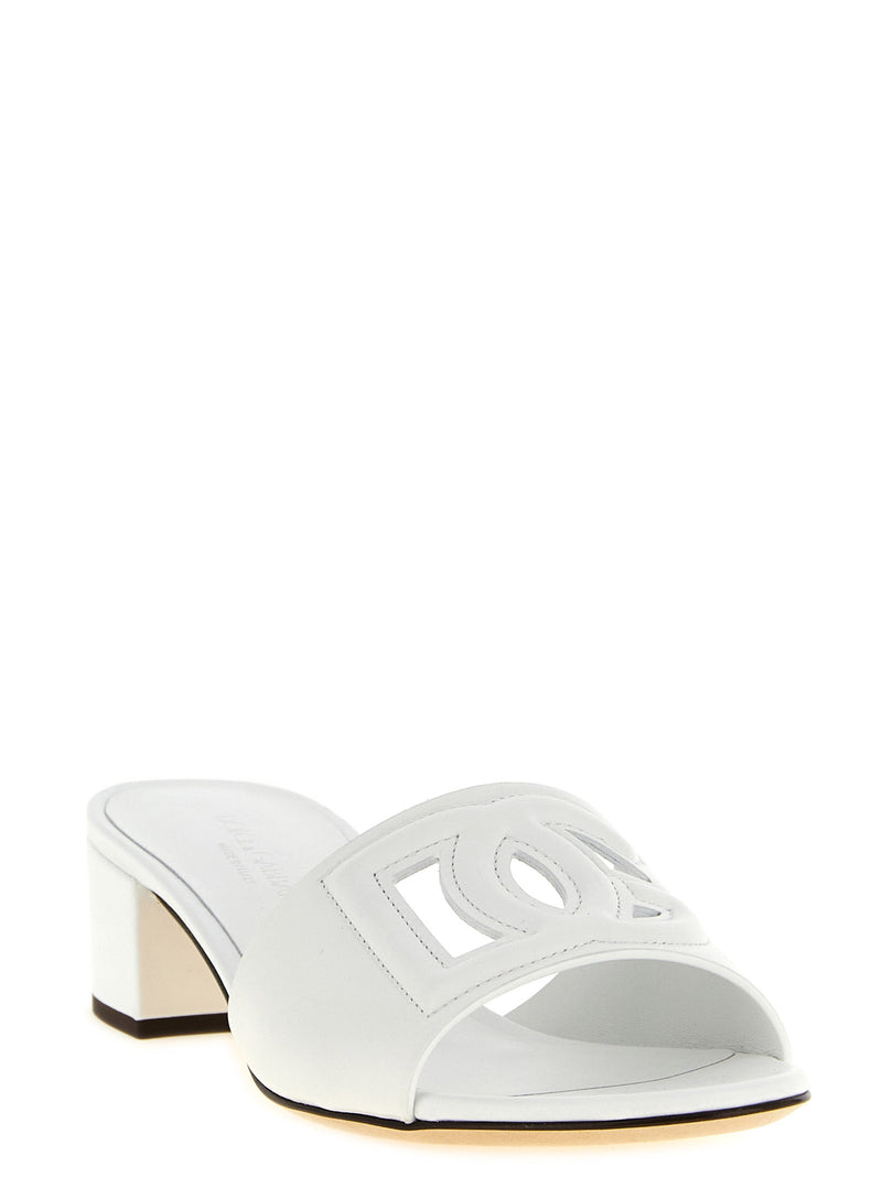Dolce & Gabbana White Calfskin Platform Sandals - Chic & Stylish