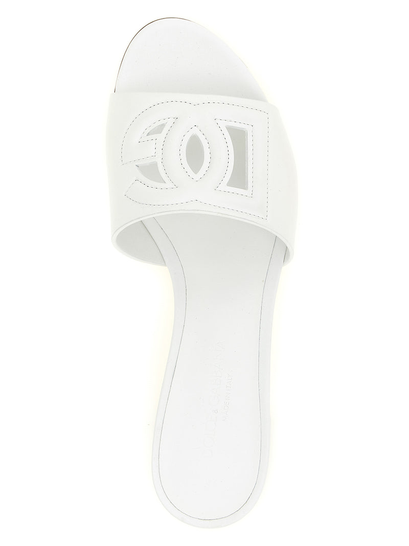Dolce & Gabbana White Calfskin Platform Sandals - Chic & Stylish