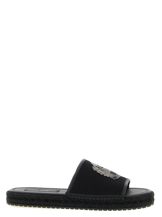 Dolce & Gabbana Black Cotton Slides for Men