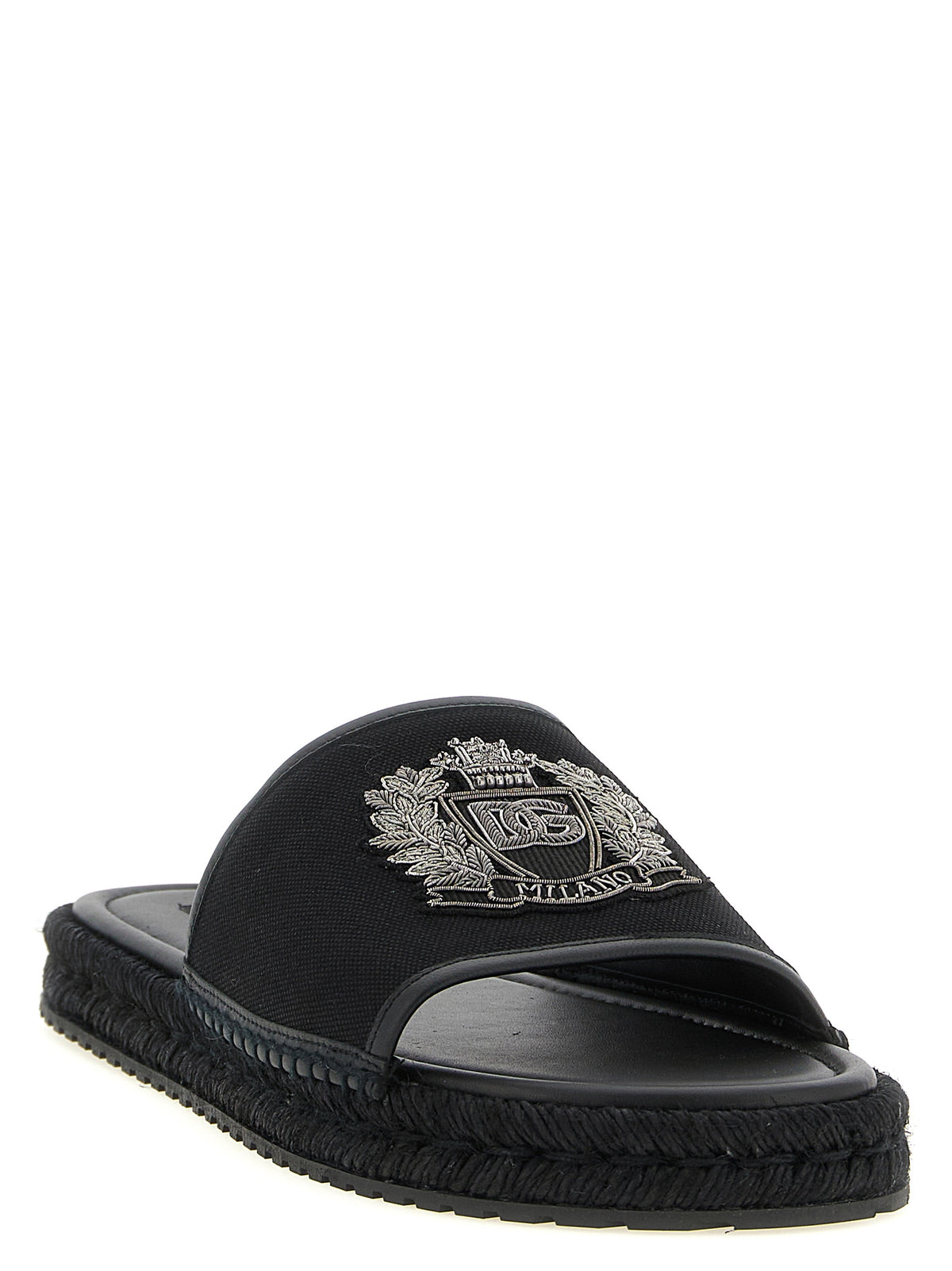 Dolce & Gabbana Black Cotton Slides for Men