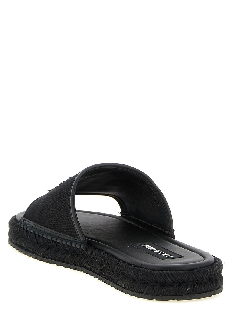 Dolce & Gabbana Black Cotton Slides for Men