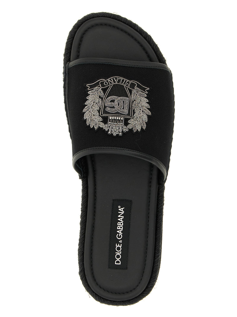 Dolce & Gabbana Black Cotton Slides for Men