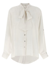 DI.LA3 PARI' White Silk Blouse - Elegant Lavallière Collar