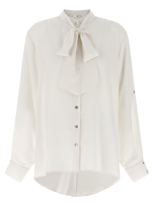 DI.LA3 PARI' White Silk Blouse - Elegant Lavallière Collar