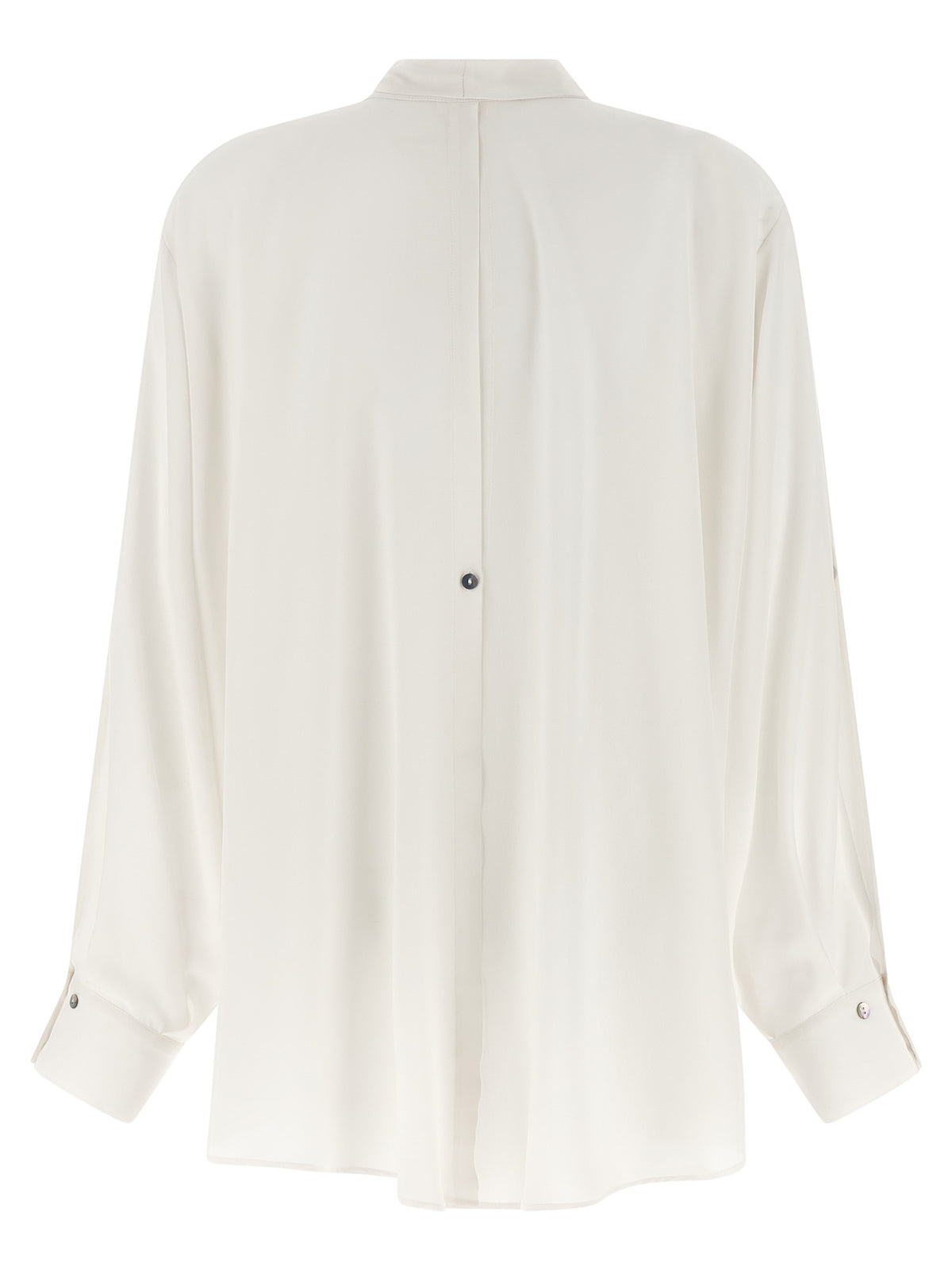 DI.LA3 PARI' White Silk Blouse - Elegant Lavallière Collar