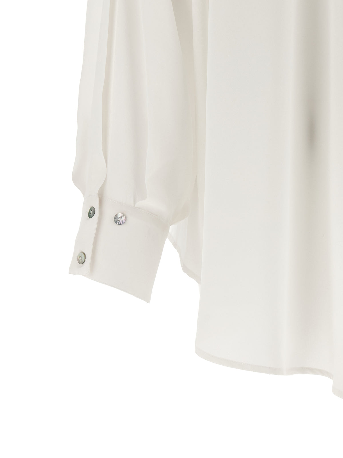 DI.LA3 PARI' White Silk Blouse - Elegant Lavallière Collar