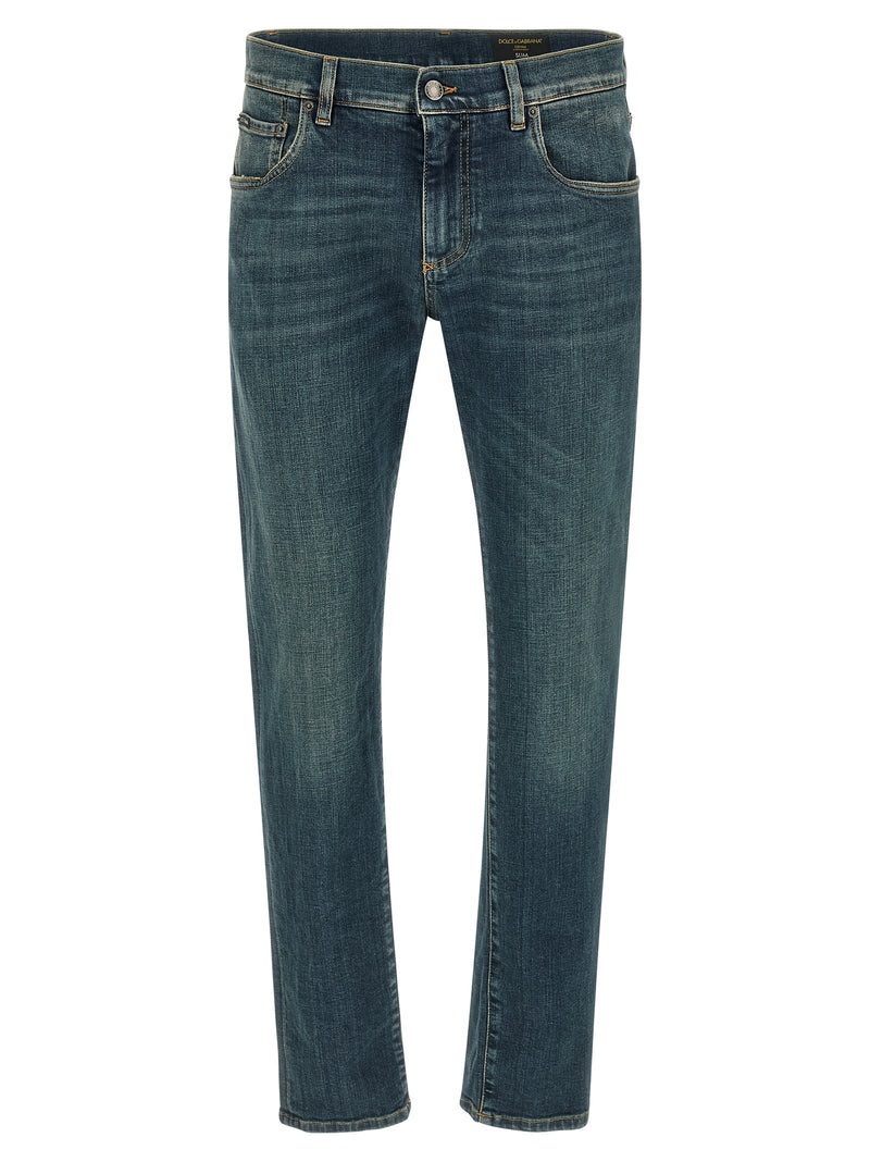 Jean Dolce & Gabbana bleu en coton coupe slim