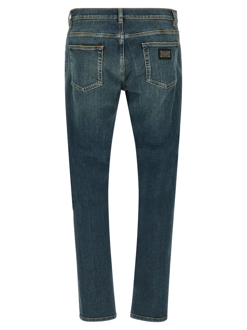 Jean Dolce & Gabbana bleu en coton coupe slim
