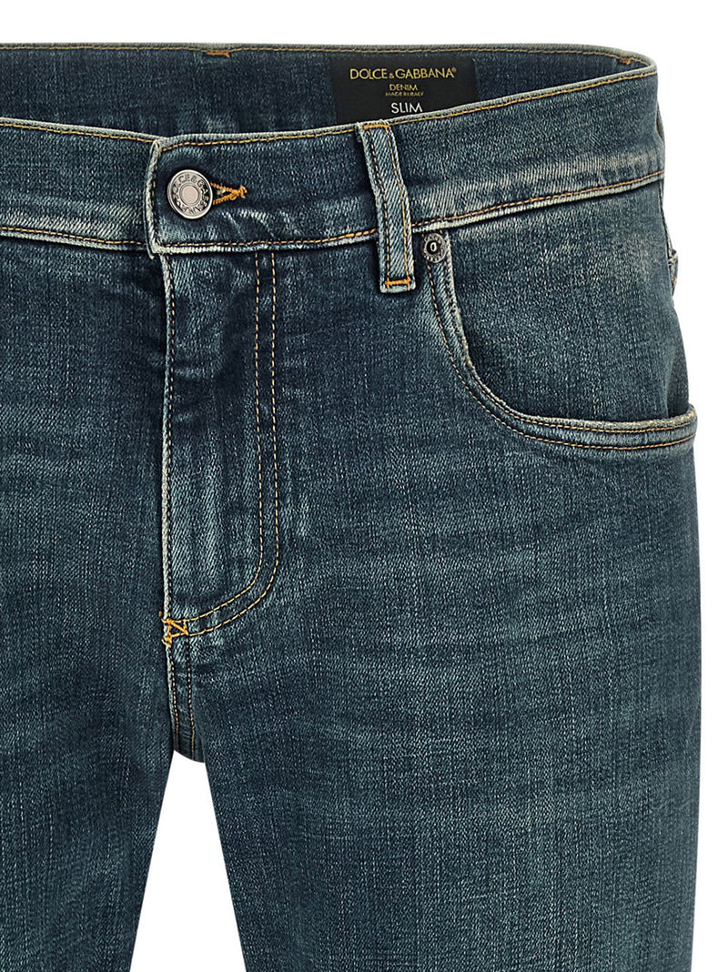 Jean Dolce & Gabbana bleu en coton coupe slim