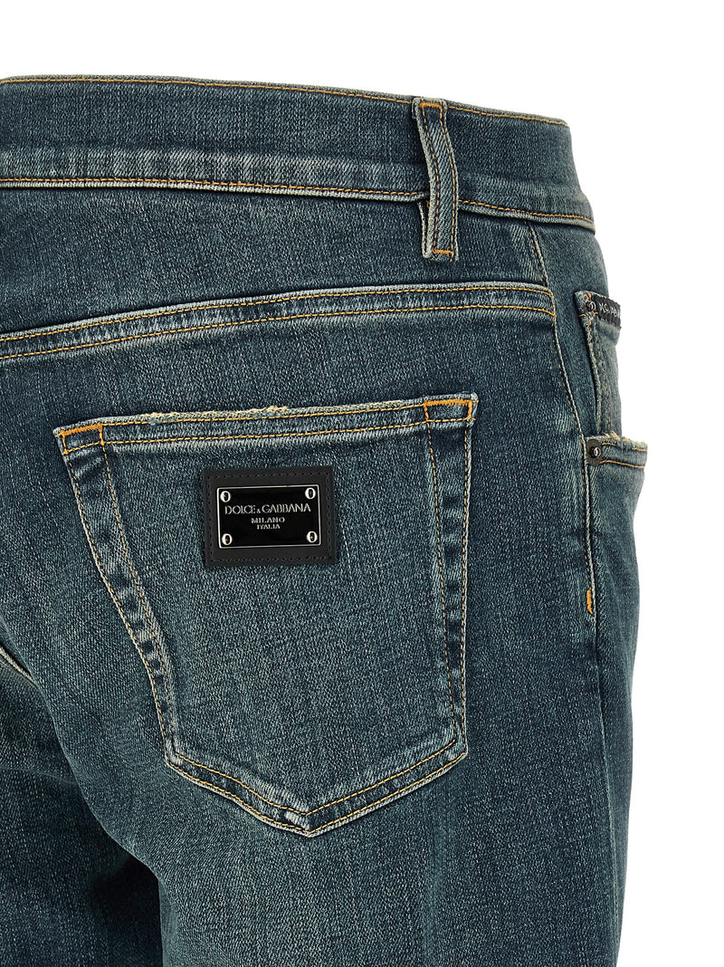 Jean Dolce & Gabbana bleu en coton coupe slim