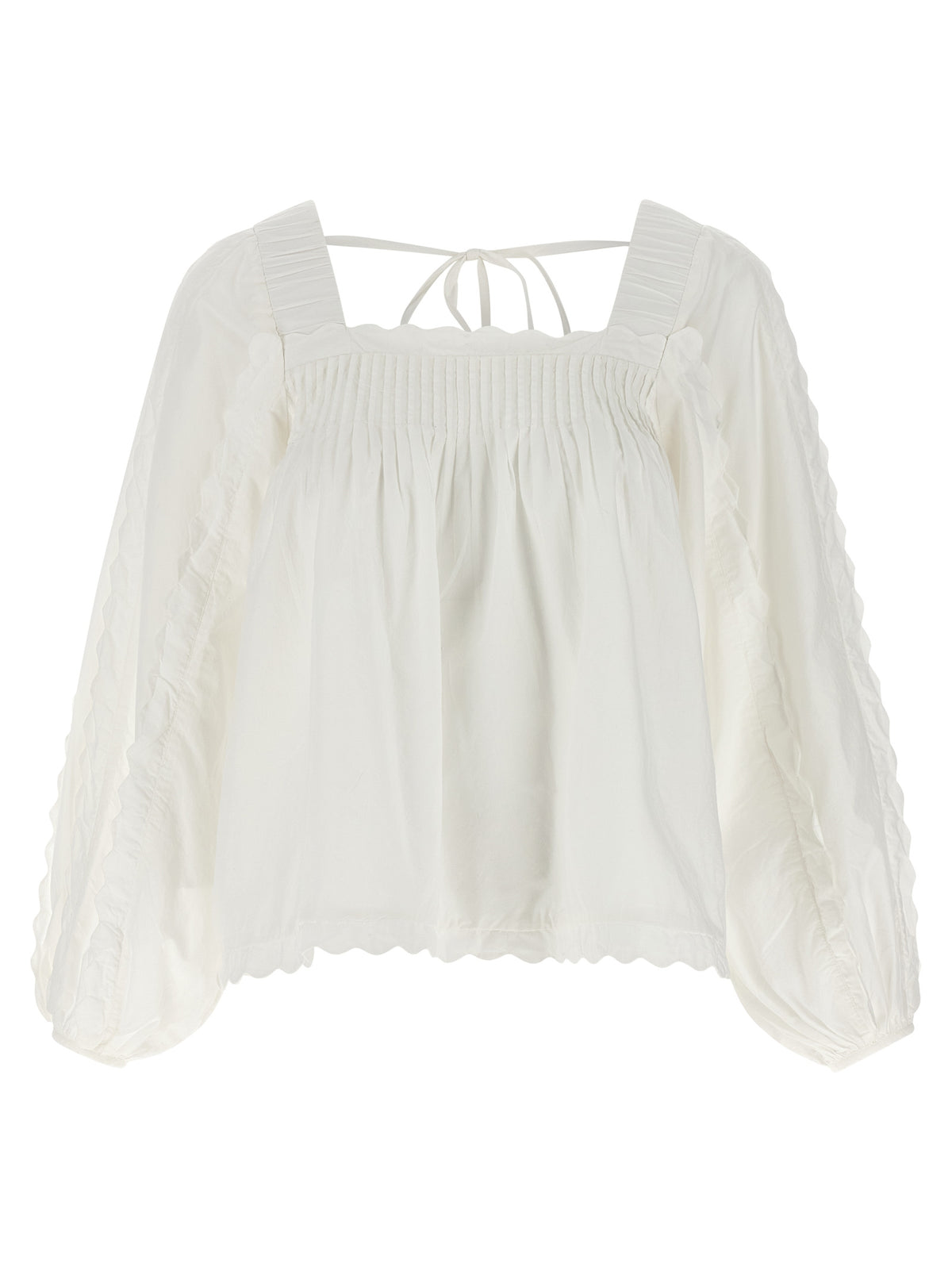 FARM RIO White Cotton Blouse with Square Neckline