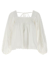 FARM RIO White Cotton Blouse with Square Neckline
