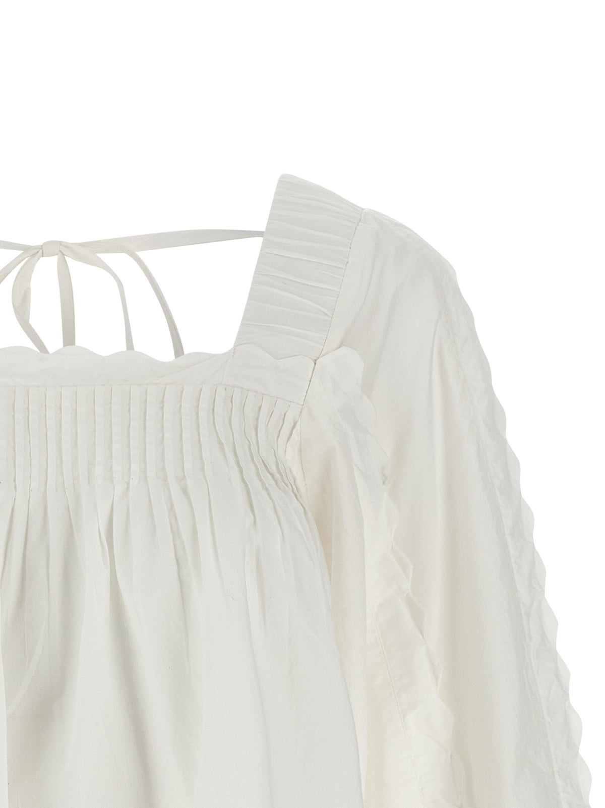 FARM RIO White Cotton Blouse with Square Neckline
